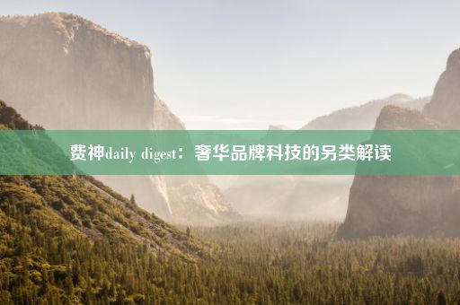 费神daily digest：奢华品牌科技的另类解读