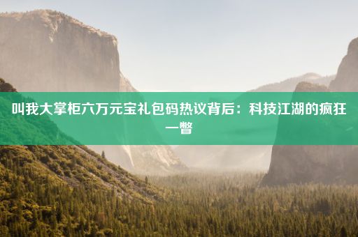 叫我大掌柜六万元宝礼包码热议背后：科技江湖的疯狂一瞥